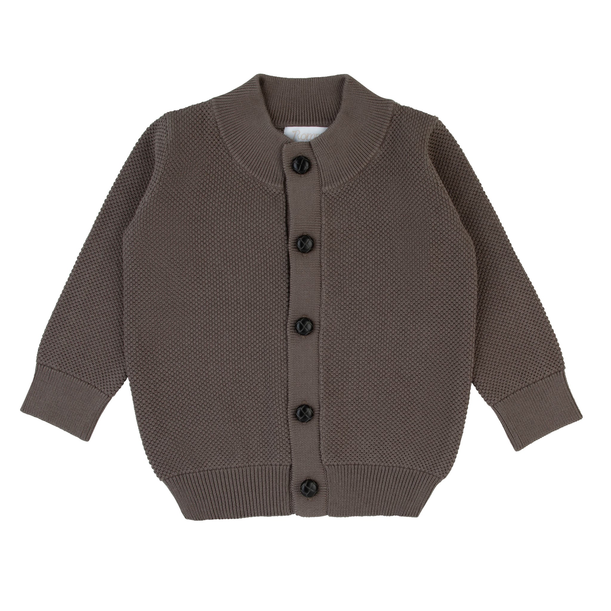 Black Detail Button Down Sweater-Stone – Rompp